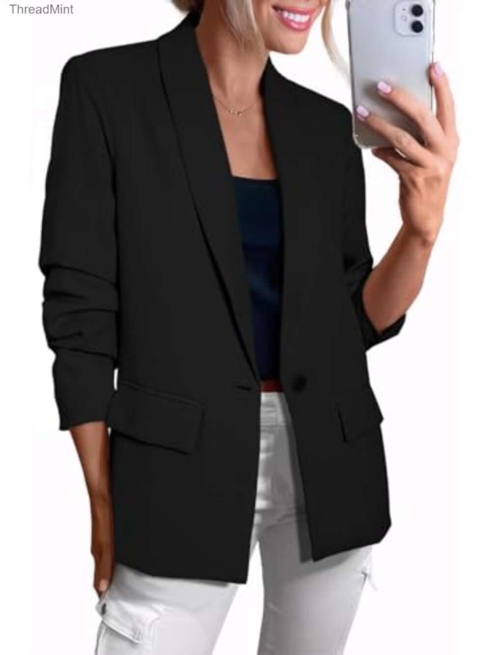 Women's Long Sleeve Open Front Blazer Business Casual Work Suit Jacket